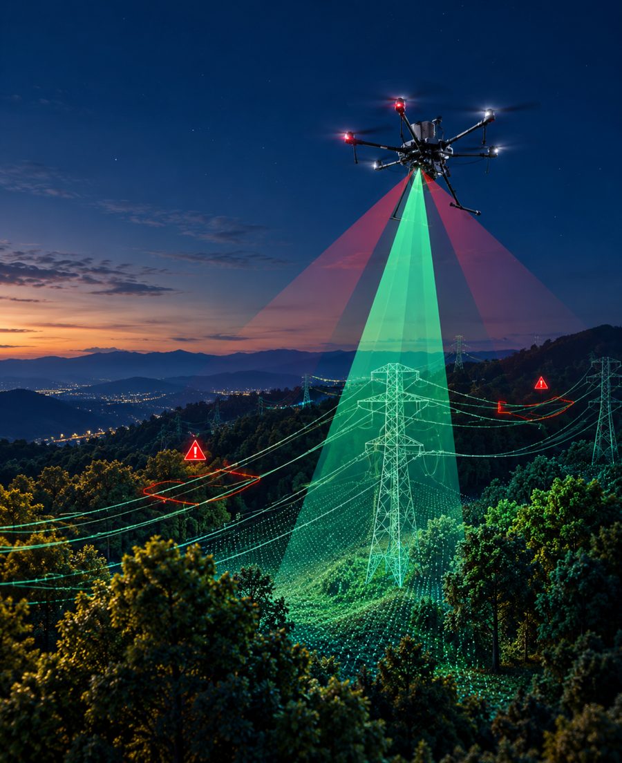 Hexacopter scanning a power line with vision-based guidance