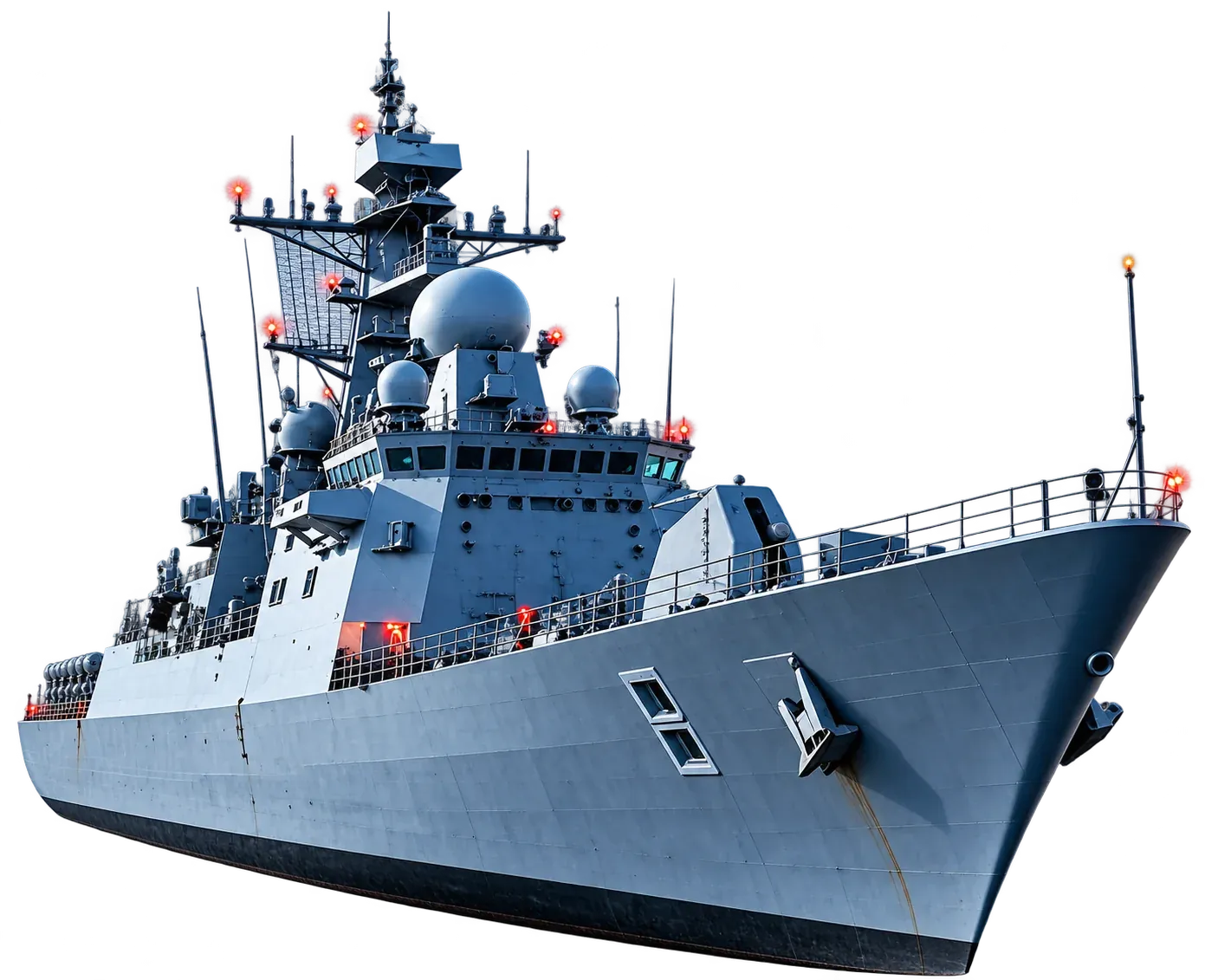 Naval frigate fitted with the degaussing system